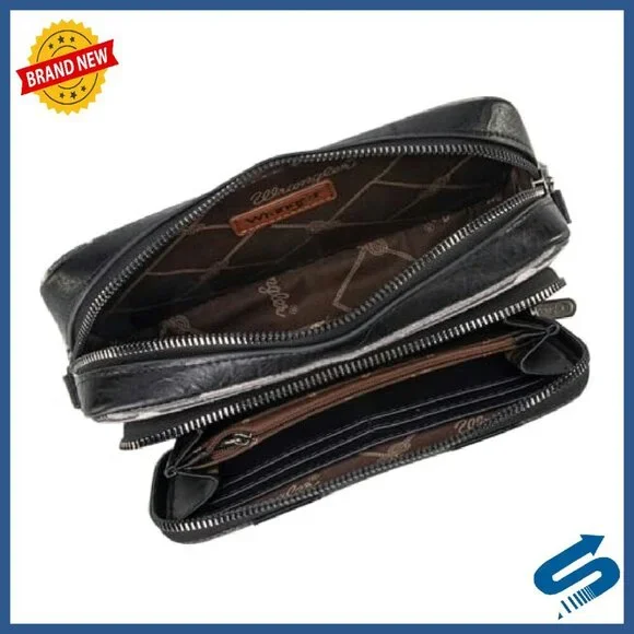 Small Crossbody Bag Multi Pocket Boho Aztec Canvas Purse Women - Picture 6 of 8